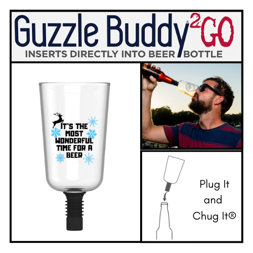 Guzzle Buddy 2GO Unbreakable - Tritan Plastic Beer Bottle Glass "It's the Most Wonderful Time For a Beer"