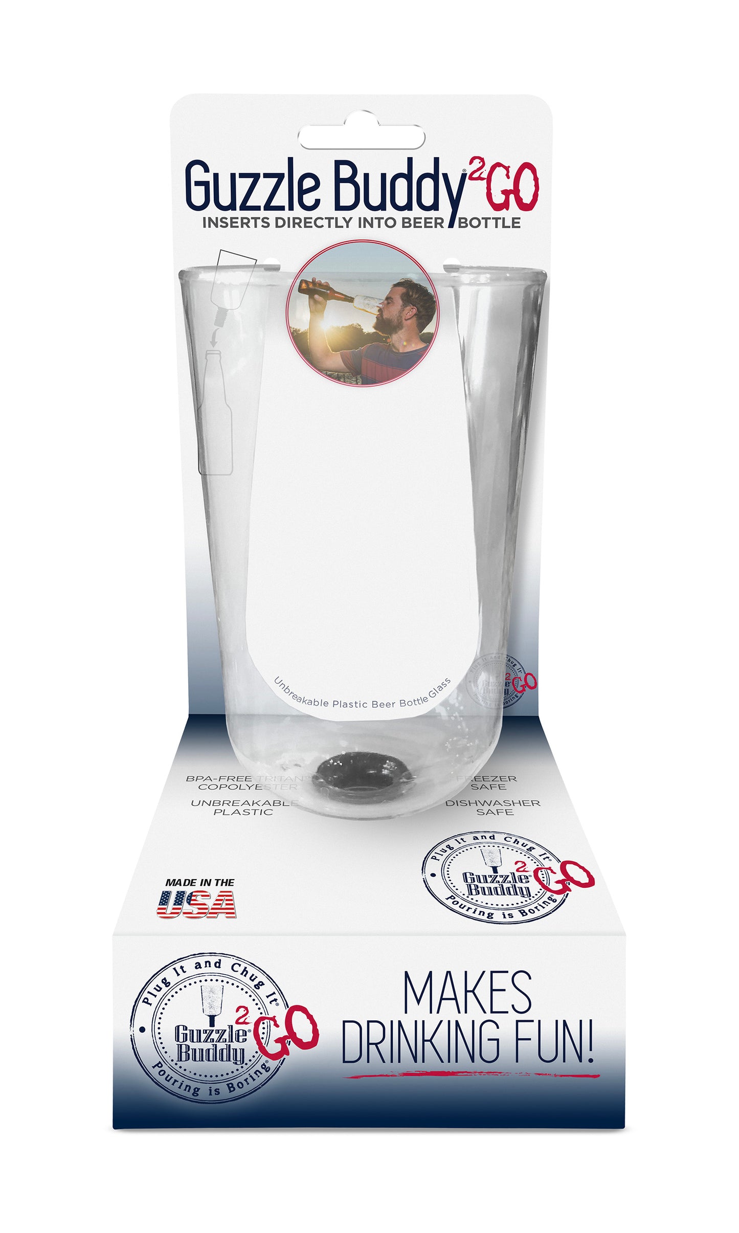 Guzzle Buddy® 2GO Unbreakable - Tritan Plastic Beer Bottle Glass