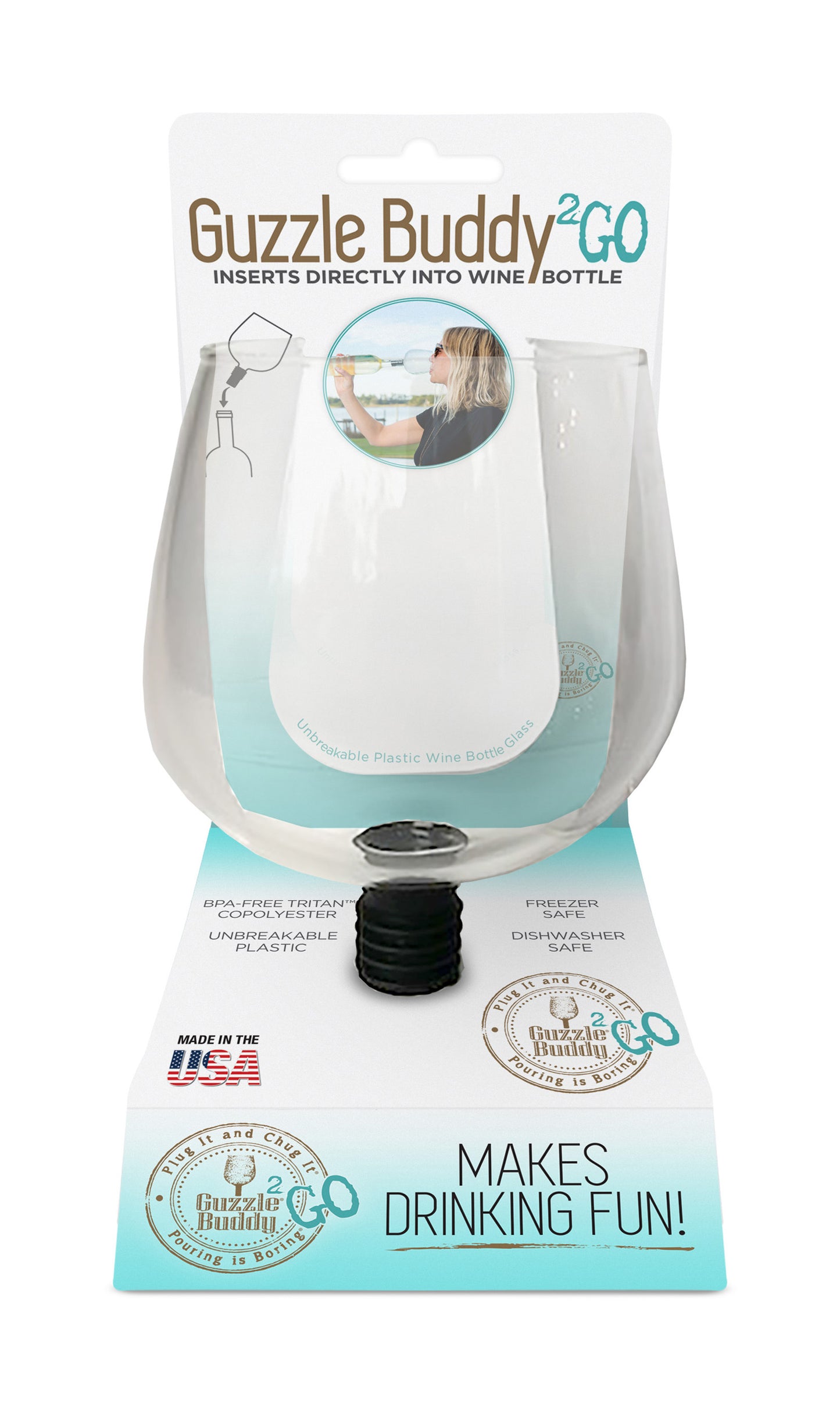 Guzzle Buddy® 2GO Unbreakable - Tritan Plastic Wine Bottle Glass
