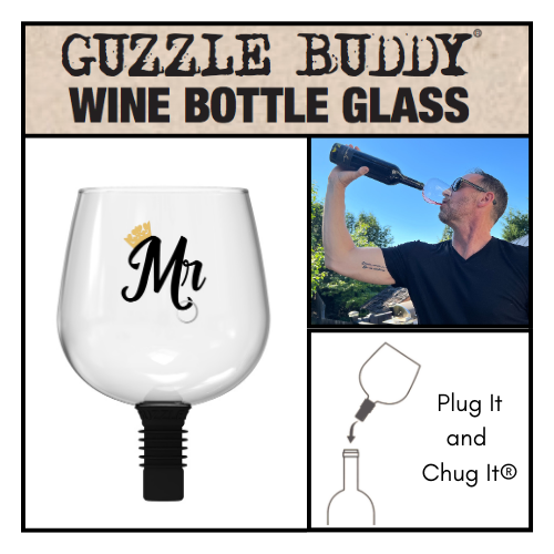 Guzzle Buddy®  "Mr." Wine Bottle Glass - Borosilicate Glass