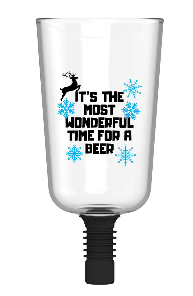 Guzzle Buddy 2GO Unbreakable - Tritan Plastic Beer Bottle Glass "It's the Most Wonderful Time For a Beer"